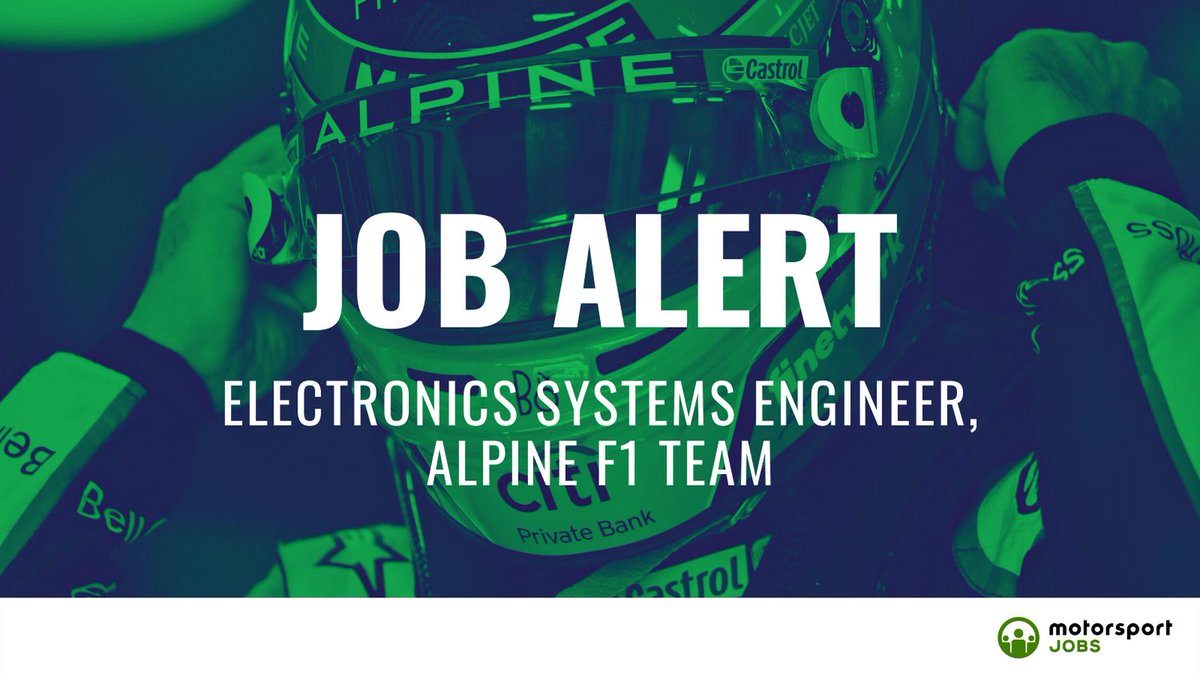 Motorsport_Jobs's tweet photo. Electronics Systems role with @AlpineF1Team
Apply๐ https://t.co/atNFNv8L1l
#motorsportjobs #motorsport #jobs #jobalert #jobsinmotorsport #HowtogetajobinF1 #workinf1 #f1jobs #jobsinf1 #F1 #electronics #electrical #sensors #chassis #data #acquisition #system #softtools #hardware https://t.co/wtw7W4YwKS