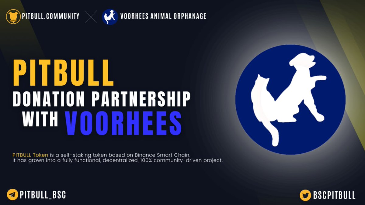 BscPitbull's tweet photo. Major Animal #Donation Program by @BscPitbull📢

Pitbull Token takes first steps to make a big difference!🐾

We are partnered with Voorhees Animal Orphanage (VAO) @vaonjorg as part of our long term donation program💛🐾

Read full story on @YAHOOFinance➡️
https://t.co/gLTup0CqTx https://t.co/GjbAGzXrSa
