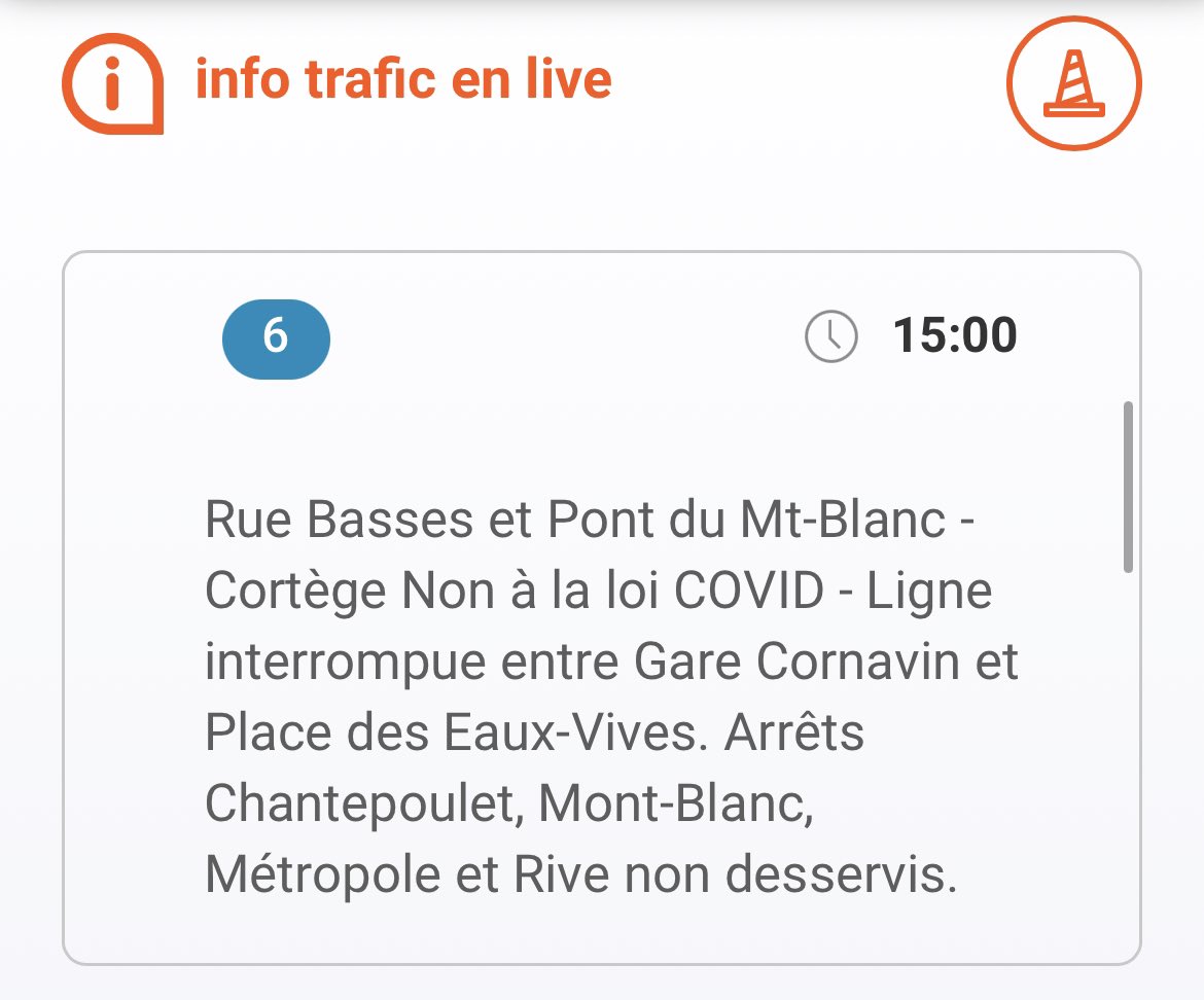 Ben_Smad's tweet photo. Bonjour @TPG_Infotrafic @TPGeneva Assis dans le bus 6, celui ci s’arrête à Bel Air puis remonte à Cornavin, en contradiction avec ce message. Aucune annonce dans le bus, aucun affichage et l’app TPG Preview n’indique rien. Comment cela s’explique? Merci https://t.co/OqQXs7euII