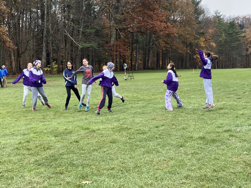 Mike_Photograph's tweet photo. The Voorheesville girls cross-country team loosening up for their @NYSPHSAA Class C championship race at 9:30 at Chenango Valley State Park this morning. @theAEnews @Sect2athletics @section2harrier https://t.co/7cBuCQMFTB