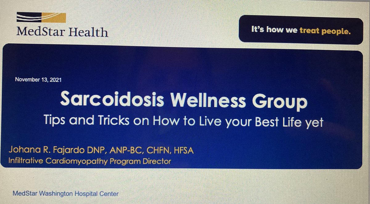 Excited to moderate our first <a href="/MedStarHealth/">MedStar Health</a> Sarcoidosis Wellness Group. Because #together we can win against <a href="/sarcoidosis/">neil urban</a> <a href="/fsheikh22/">Farooq Sheikh</a> <a href="/anjani330/">Anjani Pillarisetty, MD</a> <a href="/drsherner/">John Sherner</a> <a href="/PhilLamMD/">Phillip Lam, MD</a> <a href="/MarkHofmeyer/">Mark Hofmeyer</a>