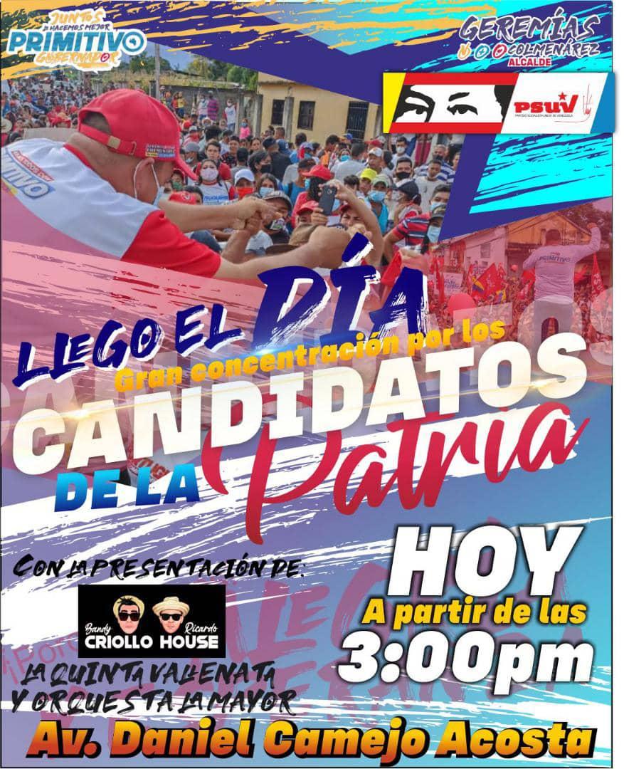 HOY ES UN DIA DE ALEGRÍA REVOLUCIONARIA

Llegó el día dónde los Rojitos, una vez más, demostramos que somos una avalancha roja, *SOMOS MAYORÍA

 YA LO SABES!* La cita es hoy en la Av. Daniel Camejo Acosta a partir de las 3:00pm

Todos juntos nos movilizamos con alegría