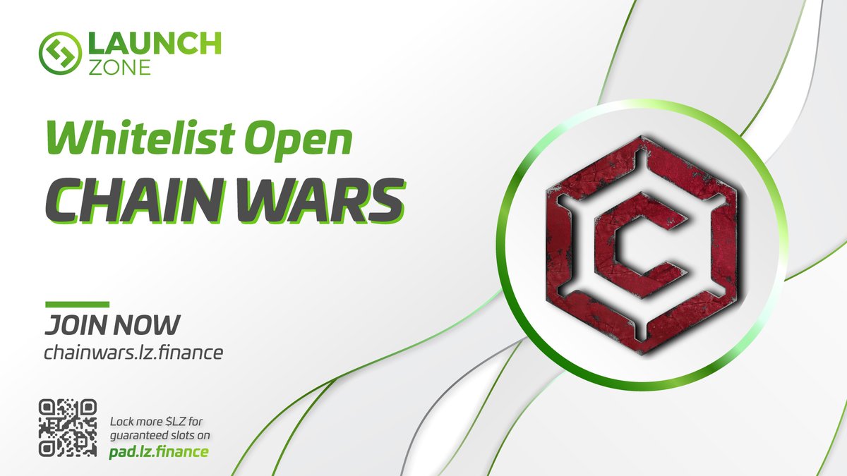 #CHAINWARS WHITELIST IS OFFICIALLY OPEN! 🤯

🚀 Half of November has passed and here is another IDO - <a href="/ChainWarsgg/">ChainWars</a> Whitelist is now open! 😍😍

⏰ Set your alarm

📌 Start - 2:30 PM UTC, Nov 13 2021

📌 Close - 5:00 AM UTC, Nov 22 2021

Register now: chainwars.lz.finance