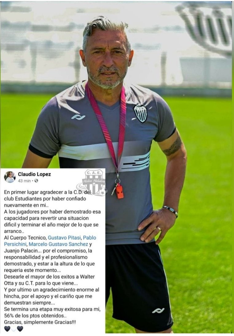 Comision Directiva, jugadores, Cuerpo Medico, Cuerpo Tecnico y todos los que colaboraron para sacar a Estudiantes adelante...
Excelente trabajo hicieron!!!!!
Y principalmente al hincha por el apoyo y el cariño que me brindan siempre!!!
ETERNAMENTE GRACIAS!!!!