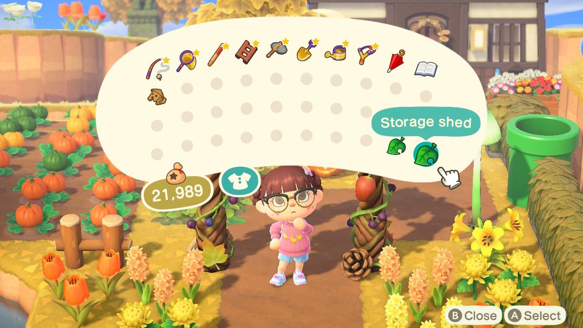 crossingbae3's tweet photo. lil tip - keep a storage shed in your inventory! anytime you need to get something out or put something in, it's right there:) #AnimalCrossing #ACNH #NintendoSwitch https://t.co/Pm2S3u2Lrc