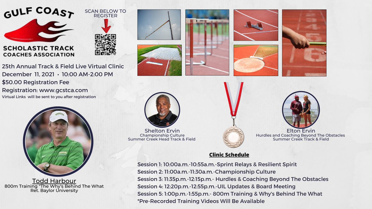 CoachDivaDay's tweet photo. Calling ALL Track &amp; Field/Cross Country Coaches! High Schools/Middle Schools/Colleges we are cordially inviting you to join our 2021 @GCSTCAssoc virtual clinic! @bridgelandtfxc @scgirls_tf @AngryHalfMiler @Stratford_XC_TF @coach_mcmurrian @KTTrackXc @FBBroncosTrack @TXMileSplit https://t.co/3w1mykSTzc