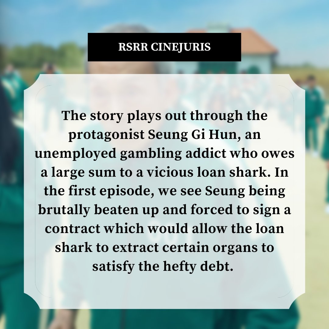 rsrrjournal's tweet photo. Squid Game || Cinejuris
Squid Game, a survival drama, is a South Korean TV series on Netflix. The disturbing but captivating Netflix show is about a lethal contest of children's games, which culminates in a deadly end.
#law #legal #SquidGame #Netflix #LawSchool #rgnul #rsrr https://t.co/0po9DS3O6C