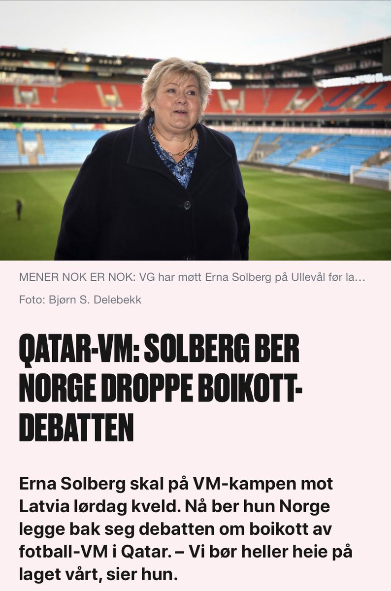 naergrein's tweet photo. Når @JosimarFotball blir saksøkt av VM-komiteen for å sette kritisk søkelys på forholdene i Qatar, kunne vi hatt politikere som sa ifra. I stedet synes Erna Solberg det var tida for å be folk tie om en korrupt tildeling til et land som igjen og igjen bryter menneskerettigheter. https://t.co/kgSikOGmMw