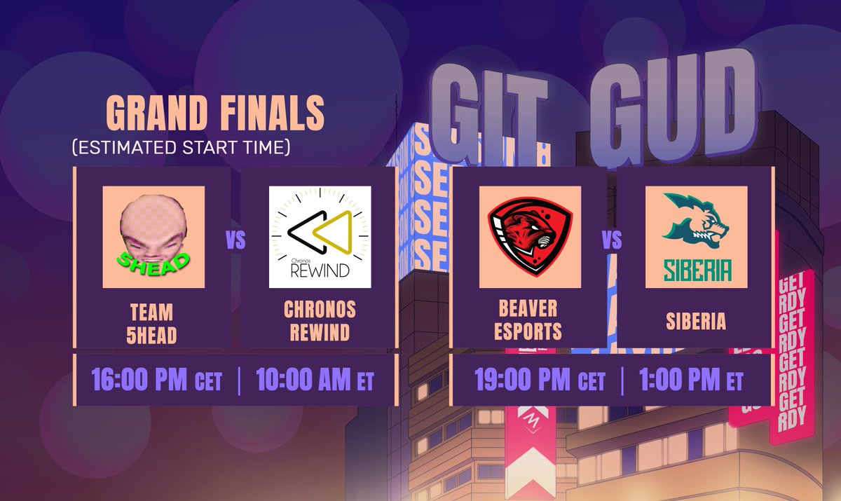 GitGud Events (@gitgud_events) on Twitter photo THE GRAND FINALS ARE HERE!!!
Join us at 16:00 pm CET to live all the action of the grand finals of the EU #GITGUD
Rookie Div. Grand Final
Team 5head Vs CE Chronos Rewind
Advanced Div. Grand Final
<a href="/sports_beaver/">Beaver Esports</a> Vs Siberia THE GRAND FINALS ARE HERE!!!
Join us at 16:00 pm CET to live all the action of the grand finals of the EU #GITGUD
Rookie Div. Grand Final
Team 5head Vs CE Chronos Rewind
Advanced Div. Grand Final
<a href="/sports_beaver/">Beaver Esports</a> Vs Siberia