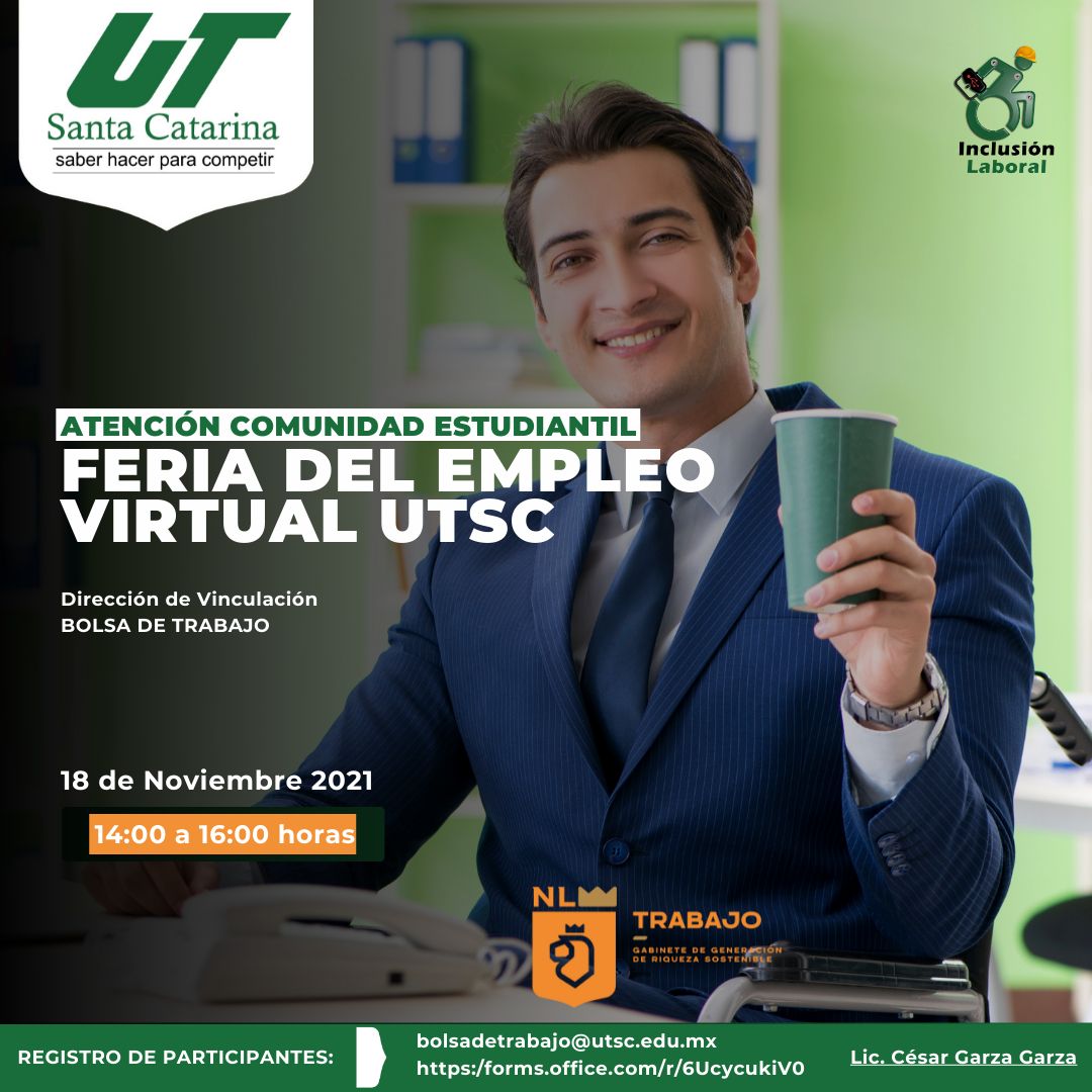 UTSC_edu's tweet photo. Comprometidos con la reactivación laboral la Secretaría del Trabajo en Nuevo León y la UTSC realizará la Feria del Empleo Virtual a estudiantes y egresados de la Universidad.
¡Te esperamos!
Regístrate:https://t.co/YKAjLo7rkP
#UTSC #utsantacatarina #trabajo #secretariadeltrabajonl https://t.co/KGKW7ecy8H