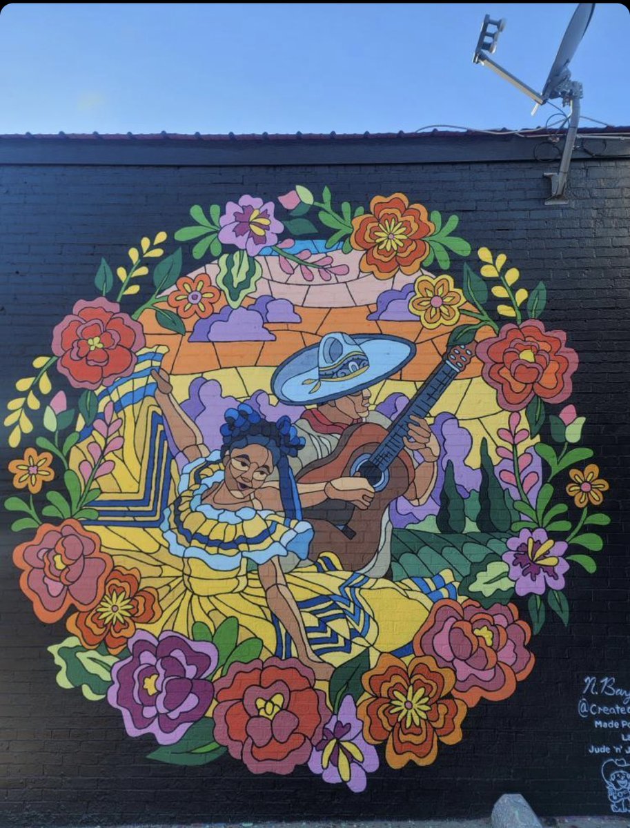 urbanoracle's tweet photo. A spectacular transformation to a blank wall celebrated by LA29 in south Oklahoma City yesterday.  BAILAMOS which means Let’s Dance, was designed and executed by Oklahoma Artist Nick Bayer of CreateCo Studio.  @la29okc  @createcostudios @carolliinnaa_ @elizabethlarios https://t.co/o7d5E64psr