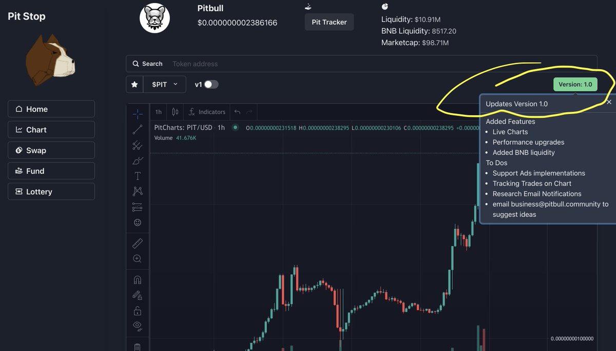 cryptorukawa's tweet photo. @BscPitbull  #PitChart Update!

✅New Features
- Live Charts
- Performance upgrades
- Added #BNB  liquidity

✅ What's next
- Support Ads
- Tracking Trades on Chart
- Research Email Notifications
- Email business@pitbull.community to suggest ideas

#PitbullToken100x #Pitbull https://t.co/Nw2wLEkY98