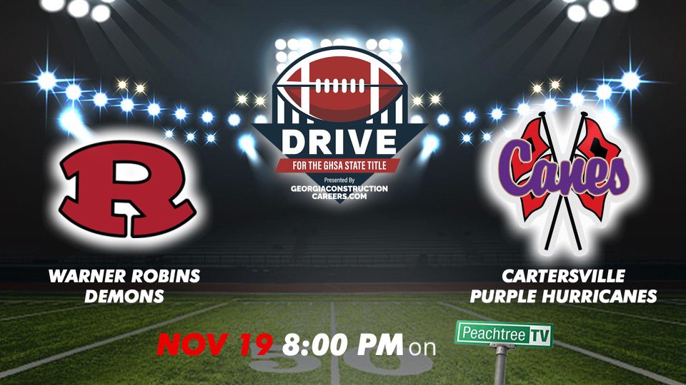 Rusty Mansell (@rustymansell_) on Twitter photo π¨BREAKINGπ¨ We will have the state championship rematch from last year in PRIMETIME next Friday on <a href="/peachtreetv/">Peachtree TV - WPCH</a> . <a href="/scoreatlanta/">SCORE Atlanta</a>
<a href="/robinsfootball1/">Warner Robins Football</a> vs <a href="/CHSHurricaneFB/">CartersvilleFootball</a> #REMATCH π¨BREAKINGπ¨ We will have the state championship rematch from last year in PRIMETIME next Friday on <a href="/peachtreetv/">Peachtree TV - WPCH</a> . <a href="/scoreatlanta/">SCORE Atlanta</a>
<a href="/robinsfootball1/">Warner Robins Football</a> vs <a href="/CHSHurricaneFB/">CartersvilleFootball</a> #REMATCH