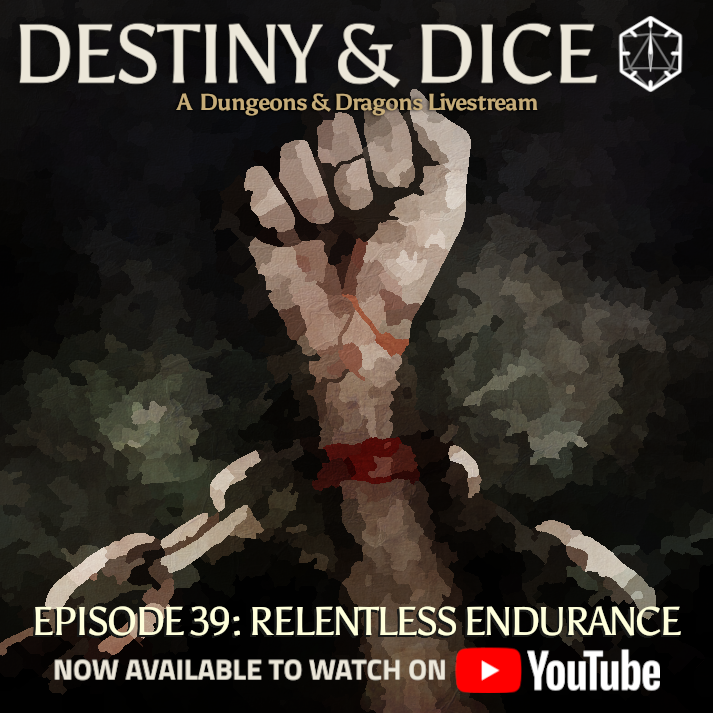 destinyanddice's tweet photo. Episode 39: Relentless Endurance is now available on our YouTube channel! 

https://t.co/IQAUVr94xb

#dnd #dndlivestream #eberron #eberronstream #dungeonsanddragons #twitchstreaming #twitchstreamer #smallstreamers https://t.co/kUxRl4aSW1