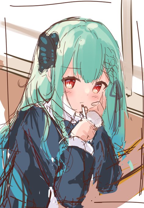 新衣装かわ良すぎて描いたラフ🦋 