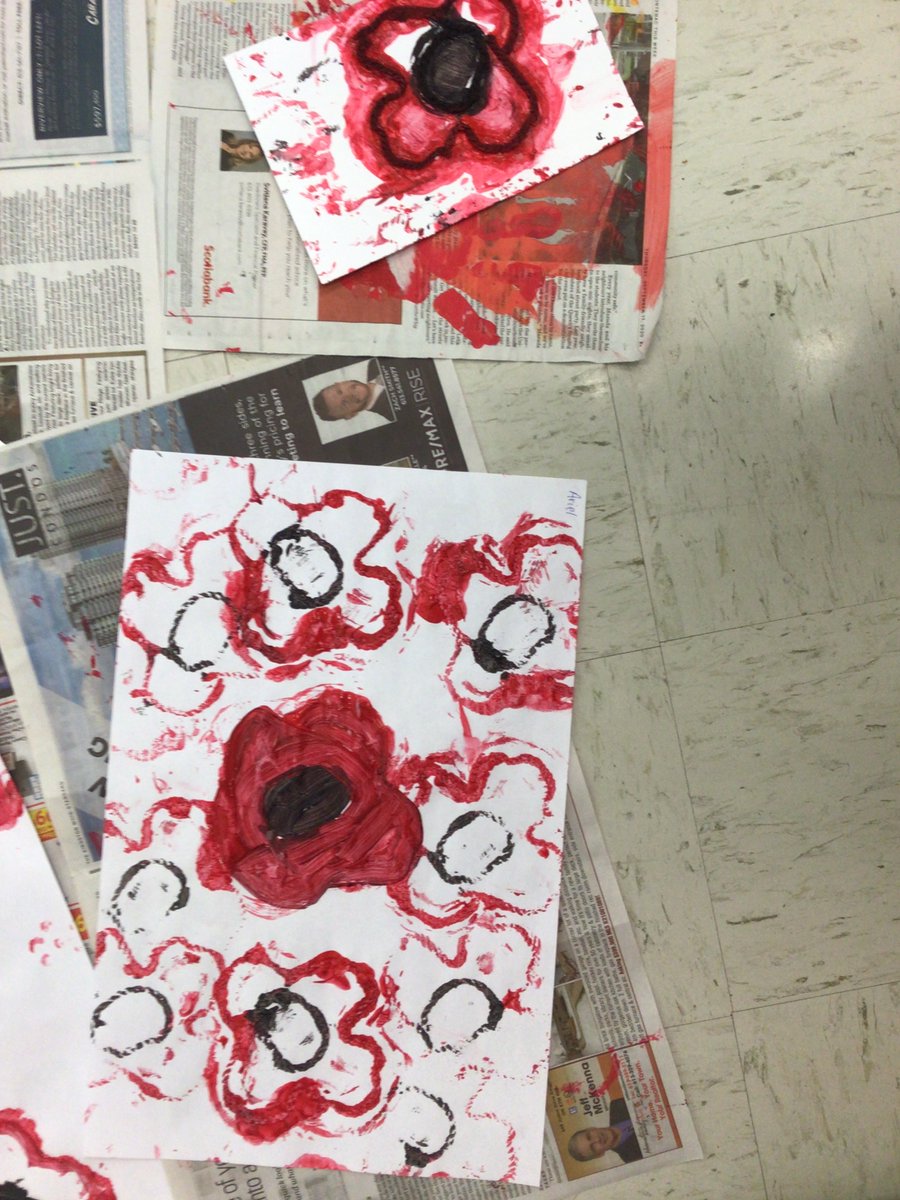 MrsBeardall's tweet photo. This week we learned about Indigenous Veterans’ Day and Remembrance Day. We explored the reasons why we wear a poppy and made string poppy print art to help us remember the courage and sacrifice of all who served and work to keep Canada safe. https://t.co/8b59RtRtgE