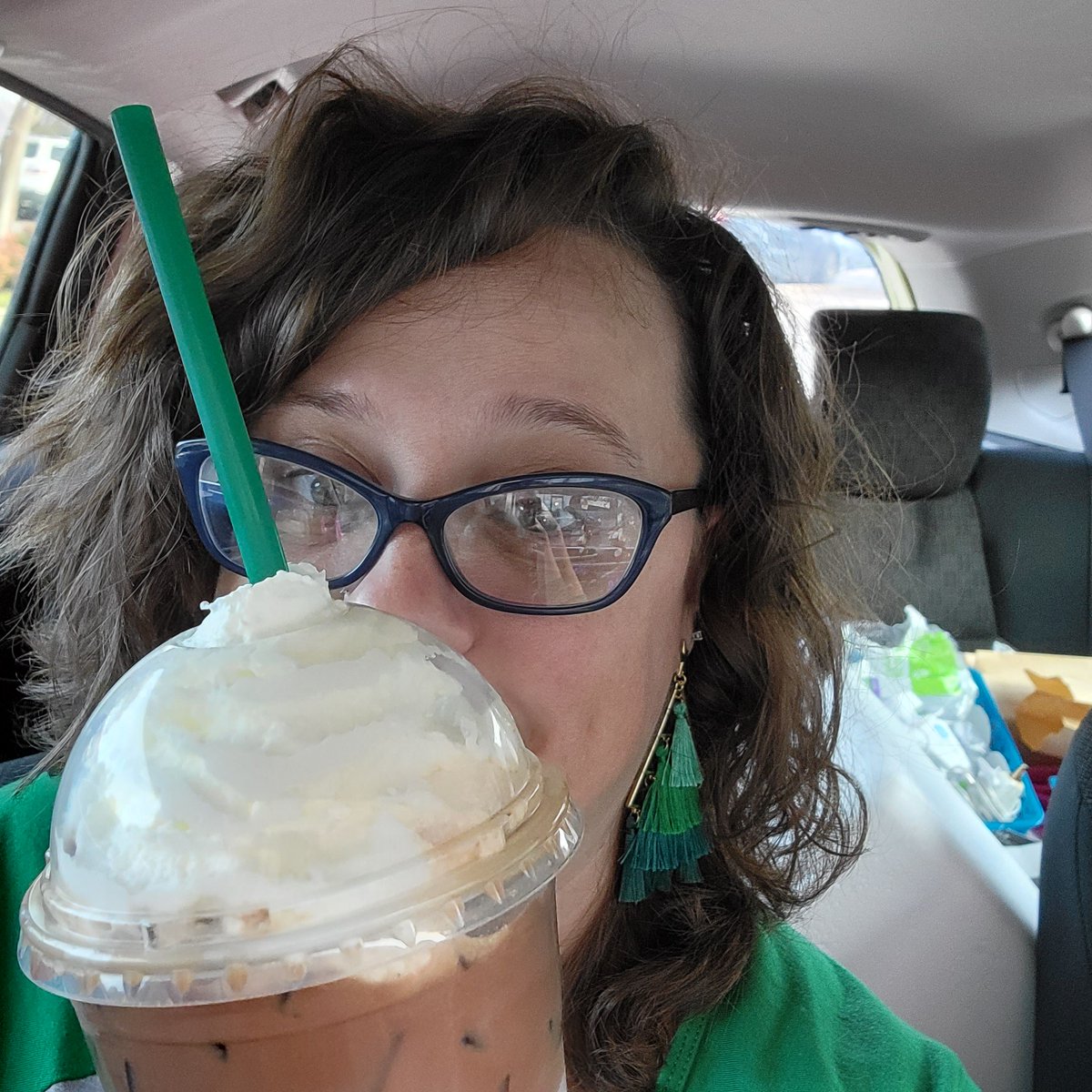 akbusybee's tweet photo. Car packed full of crafts, peppermint mocha, holiday shirt and earrings..ready to have our own little cookie rally, card making and ornament creating with #gsnetx 1810 and 6458 #holidaycheer https://t.co/lGD3FfYtJo