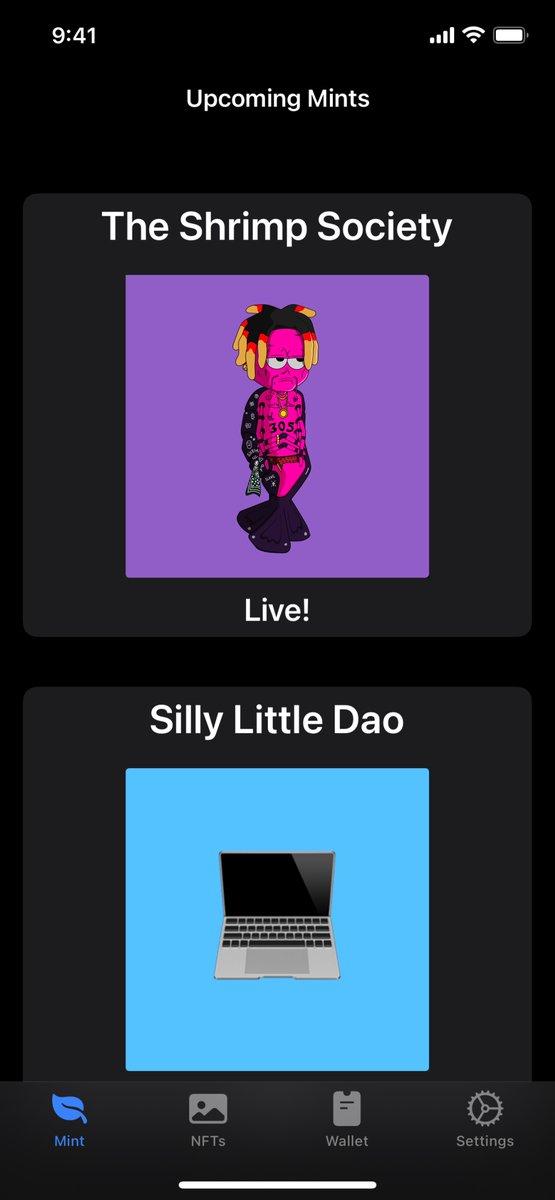 onmintydotapp's tweet photo. Introducing Minty :)

Minty is a mobile Solana wallet for minting NFTs that makes the process more convenient and safer.

View upcoming projects and get push notifications for projects you want. https://t.co/yHXoPef2qp