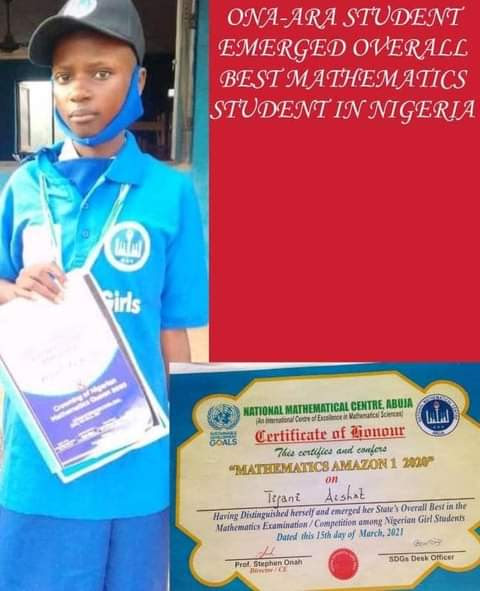 FODEI_OnaAra's tweet photo. Thanks to d Almighty God dat FODEI has been able 2 fully support the best Jnr Mathematics in Nigeria who hails from OnaAra to Queens School Ibadan all expenses will be taken care of throughout her study.Thanks to Oloye Jumoke Akinjide 4 facilitating#girlchildeducation #girlchild https://t.co/RLVcjrlpFR