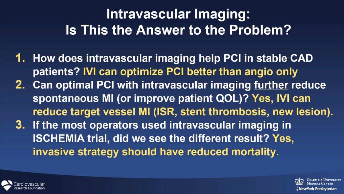 How intravascular imaging may change outcomes in stable CAD. Do you agree that the ISCHEMIA results would have been different with mandated intravascular imaging? <a href="/MaeharaAkiko/">Akiko Maehara</a> #AHA21