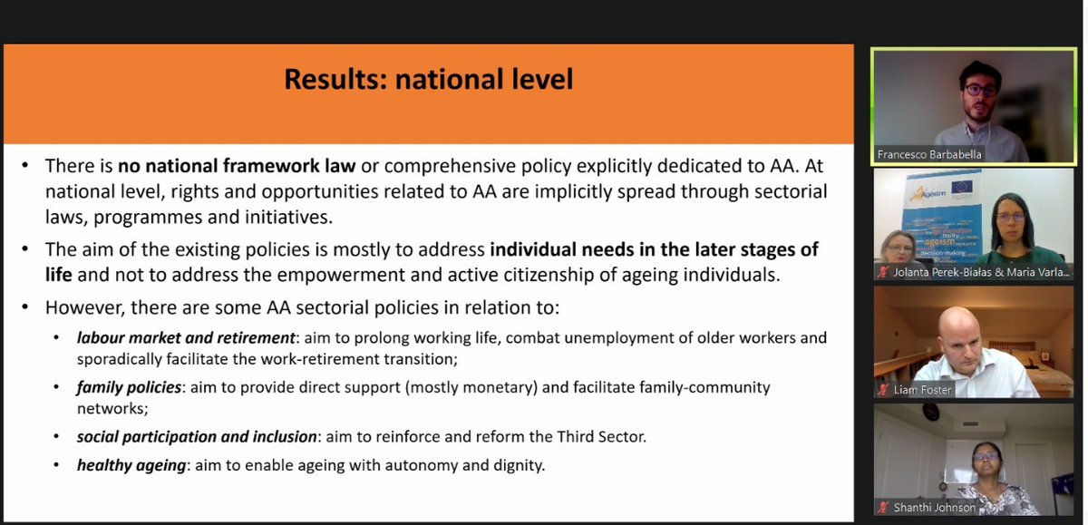 Testudinate's tweet photo. Lack of national framework for active ageing policies and uneven distribution of policies in the region is the barrier to potential realisation of older people and life-course approach in Italy - presented by @f_barbabella during #gsa2021. Poland and Italy have much in common. https://t.co/5SrKKIashd
