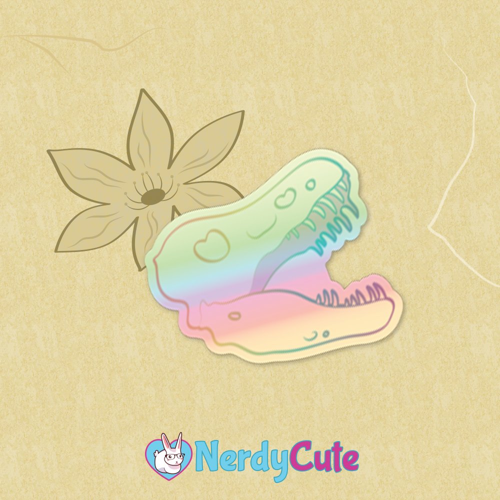 nerdycute's tweet photo. New design! Shiny T. Rex skull - included in our latest Sticker Pack: https://t.co/5ib7tCDwcm. 
#dinosaur #skull #stickers https://t.co/iC4F774ABt