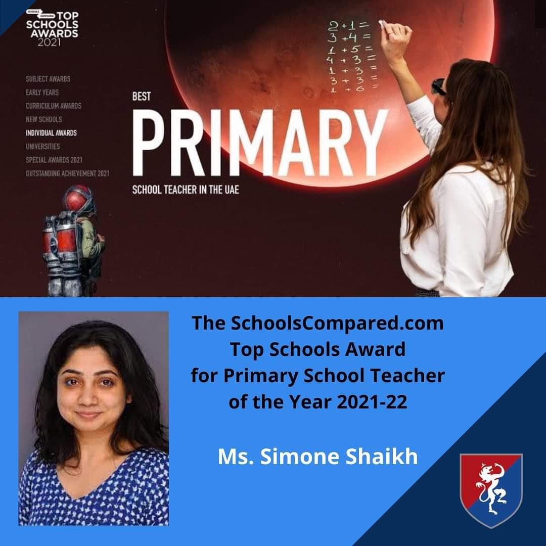 GfsLearning's tweet image. So proud that our school have made the finalist list for the top new school in the UAE and Simone Shaikh is in the running for the top primary teacher #GoGFS 🎉