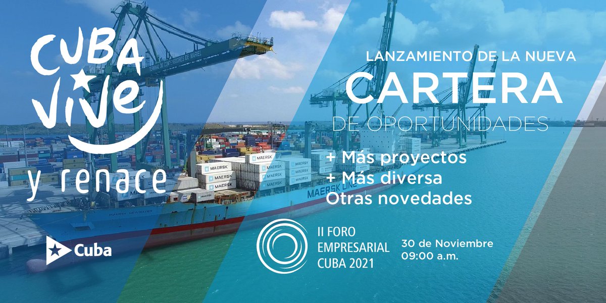 carluisjm's tweet photo. El próximo 30 de noviembre @R_Malmierca de @MINCEX_CUBA presentará la nueva Cartera de Oportunidades de Inversión Extranjera #InviertaenCuba https://t.co/Zq8JjqY61z #CubaViveYRenace https://t.co/R5dZ0DtfZM