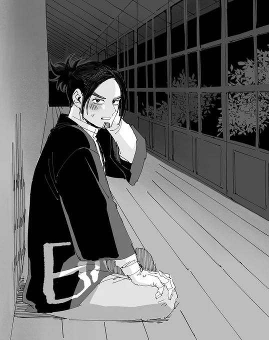 @tos 夜、潜伏先の寺の廊下でちょっといい感じの雰囲気になってるkntrと夢主+α #金カ夢 