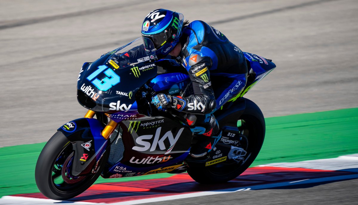 dainese's tweet photo. First #Moto2 front-row start ever for #CelestinoVietti at the #ValenciaGP! Fantastic result for the @SkyRacingTeam rider in the last QPs of the year at the @CircuitValencia!
#dainese https://t.co/KJsQtzlLRL
