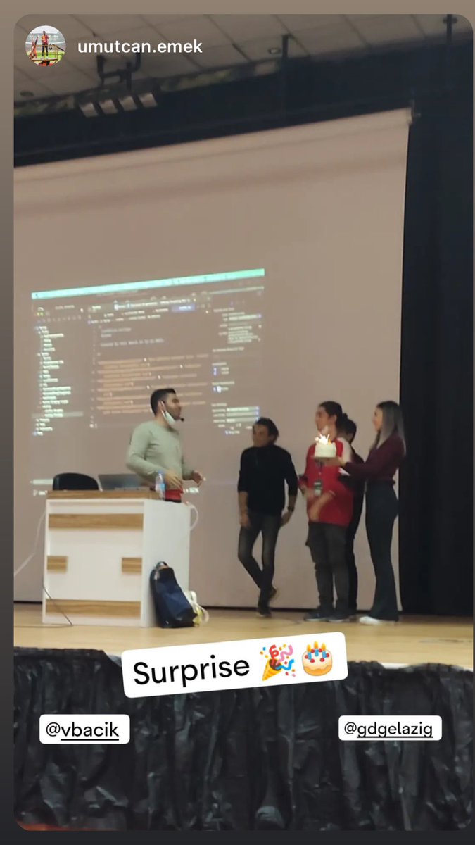 10VBacik's tweet photo. Müthiş bir etkinlik yaptık bugün clean kod, mvp tasarımı müşteri derken müthiş oldu, (erken doğum günümü kutlayan değerli ekibe çok teşekkürler) #devfestelazig https://t.co/MGojAtmoMT