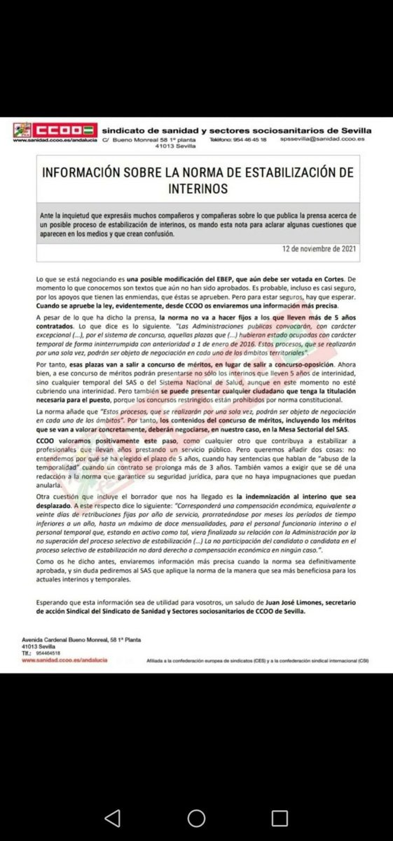 FranGambucho's tweet photo. @NachoTornel @SIDIMURCIA @juasmas1980 @feccoo @CCOORM @feccoormurcia @UGTEnsenanza_RM @STERM_La_Inters @anpe_murcia CCOO de Sanidad en Andalucía si lo han entendido bien @NachoTornel @feccoormurcia 
Confiamos en que vosotros hagáis lo mismo, se pida la paralización de todo para aplicar nueva normativa y se separen las plazas de ambos procesos. https://t.co/yFUh4Fzq2A