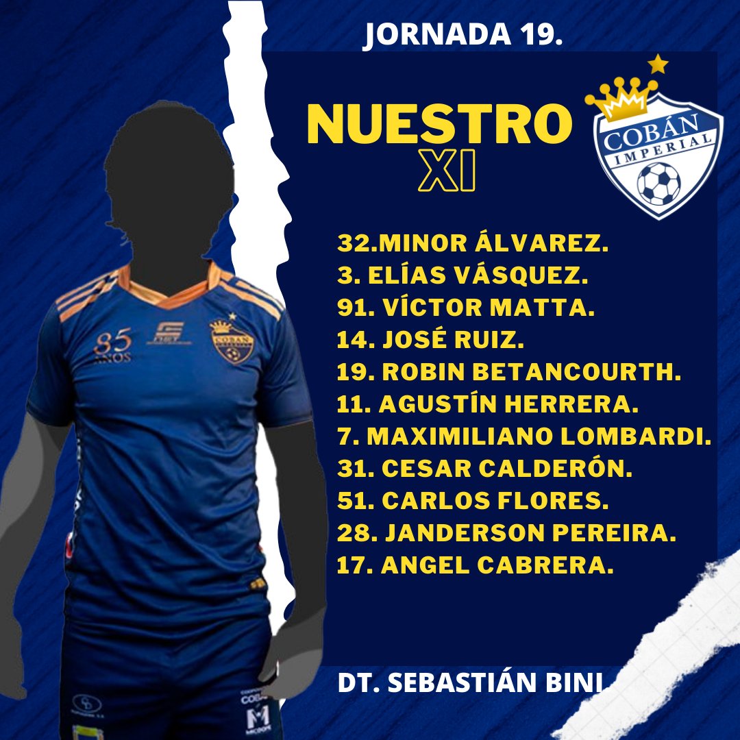 CobanImperial's tweet photo. NUESTRO XI ⚽

Suplentes:
Luis Ruiz, Juan Winter, Edin Rivas, Cristian Albizures, Byron Leal, Alejandro Galindo, Kervin García https://t.co/somnMqDVjK