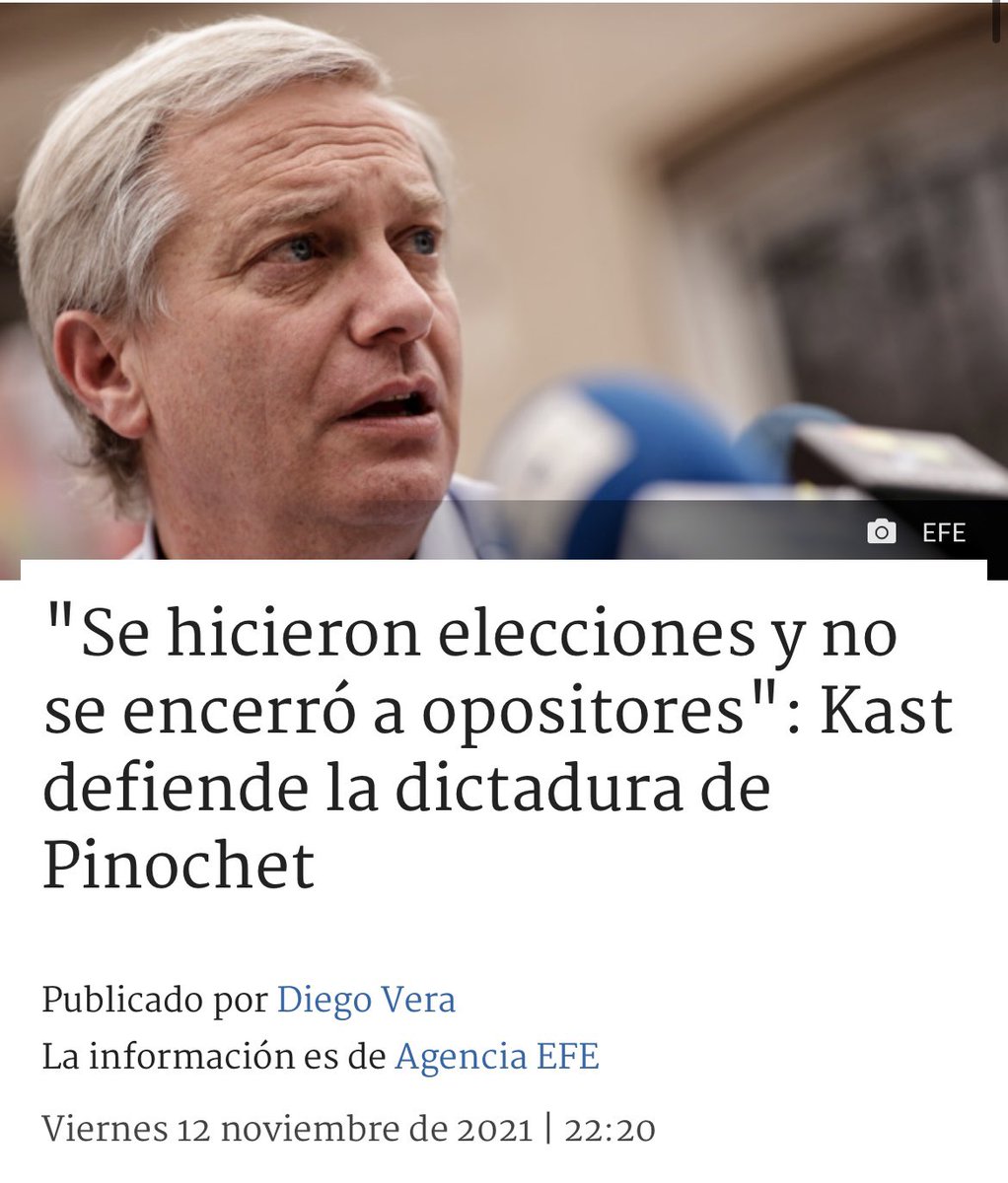 No solo intenta reescribir la historia faltando el respeto a la memoria de los DD.DD y a sus familias, sino que en sus propuestas están hoy acabar con la institucionalidad en Derechos Humanos, cerrando el INDH y el ministerio de la Mujer #ElPeligroEsKast