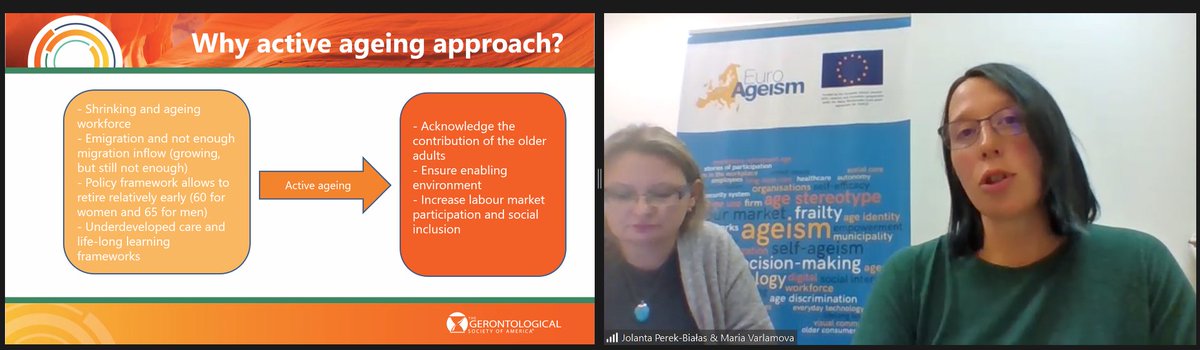f_barbabella's tweet photo. Why using an #activeageing approach? @Testudinate and @JolaPerekBialas provide an overview of employment and social participation policies for #olderpeople in Poland at our #GSA2021 symposium. https://t.co/jLkR8vLxSi