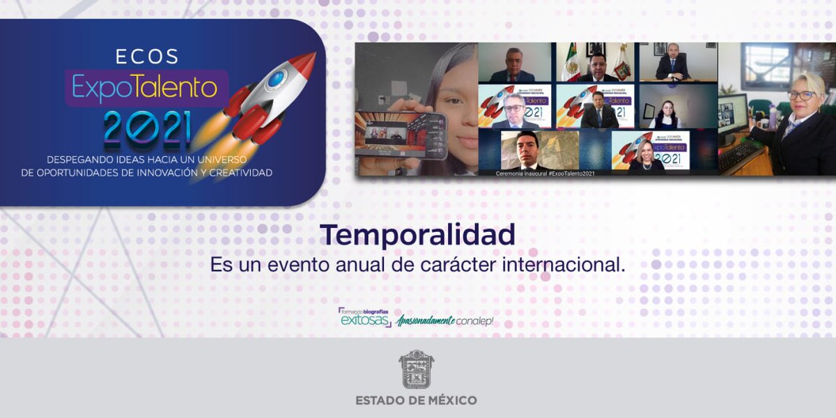 Conalep_Edomex's tweet photo. #SabíasQue la #ExpoTalento2021 es un evento anual de carácter internacional; ya iniciamos los trabajos para la Quinta Edición 2022, #DespegandoIdeas
¡Espérala!
#ApasionadamenteCONALEP https://t.co/Mu3EPCvgAf