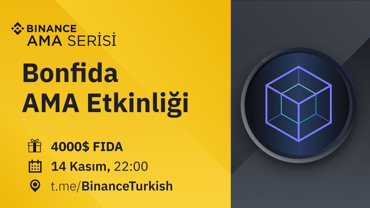 Binance_Turkish's tweet photo. 🔊 #Bonfida ile Ödüllü, Bana İstediğini Sor (#FIDA) Etkinliği

📌 https://t.co/P4Jv9tOhXQ
📅 14 Kasım ⏰ 22:00
🎁 4.000$ #FIDA

@bonfida  ile AMA etkinliğine sen de katıl!

Ödül kazanabileceğiniz sorularınızı Instagram'dan https://t.co/kU1EP9JAK8 sormaya başlayabilirsiniz https://t.co/pKble1PGu3