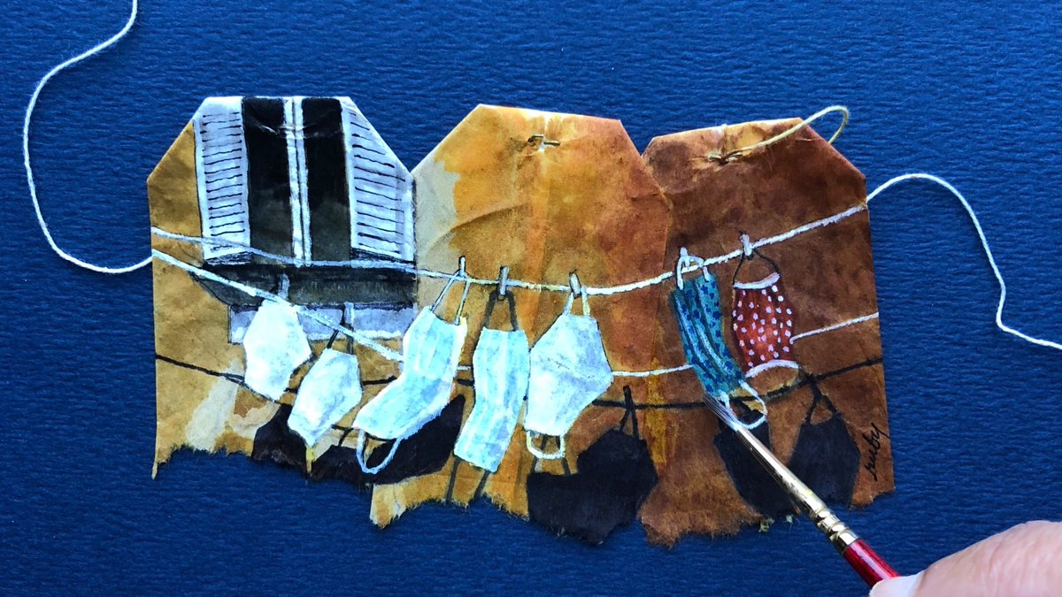 SusaGoH's tweet photo. Covid Laundry de #RubySilvious 
#recycledart https://t.co/ItcX4IxMLe