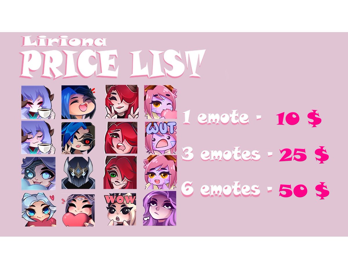 LirionaK's tweet photo. Hi! I'm Liriona ! I make Twitch emotes, badges and panels!

💙Payment via PayPal
💙Delivery time is 10-15 business days

#commissions #twitch #emote #emoteartist #subbadges #commissionsopen #twitchpartner #twitchstreamer #twitchemotes #TwitchEmoteArtist #emotes #digitalart #art https://t.co/IXe8tQLYd9