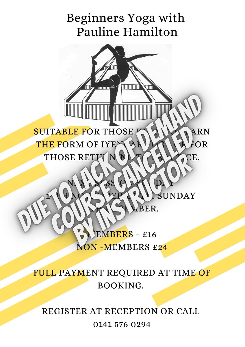 Due to lack of demand the following course has been cancelled. Please accept our apologies for any disappointment caused. iSB #thewesternbaths #yoga