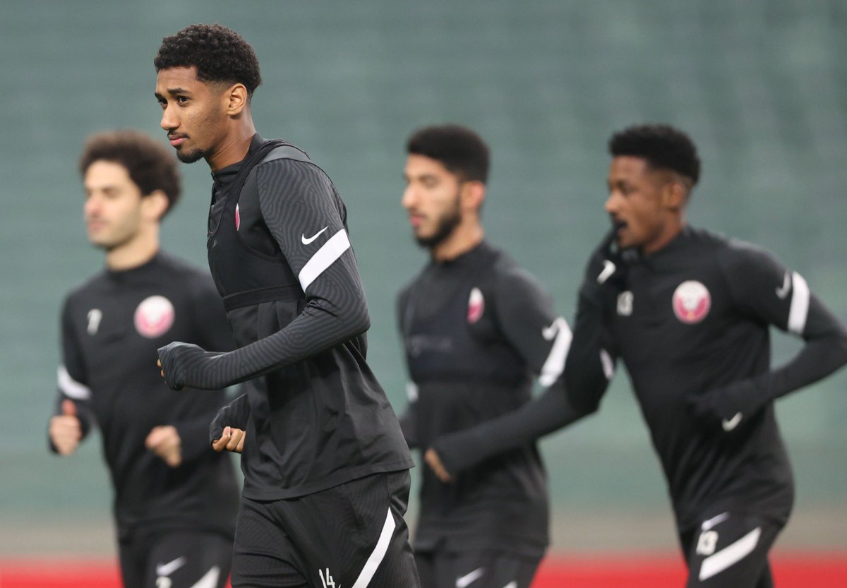 QFA_EN's tweet photo. ๐ธ Final preparations of our national team ๐ถ๐ฆ ahead of the match against Azerbaijan๐ฆ๐ฟ tomorrow, Sunday, in the #EuropeanQualifiers
#QatarInEurope https://t.co/vtzeCKcNPP