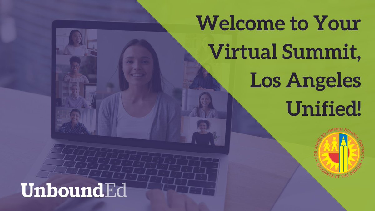unboundedu's tweet photo. Welcome to the first day of your Virtual Summit, @LASchools! We are so pleased you could join us in furthering awareness and gaining practical knowledge of grade-level, engaging, affirming, and meaningful (GLEAM™) instruction.

Share your takeaways using #UnboundEdVirtualSummit! https://t.co/vd2SImIUKi