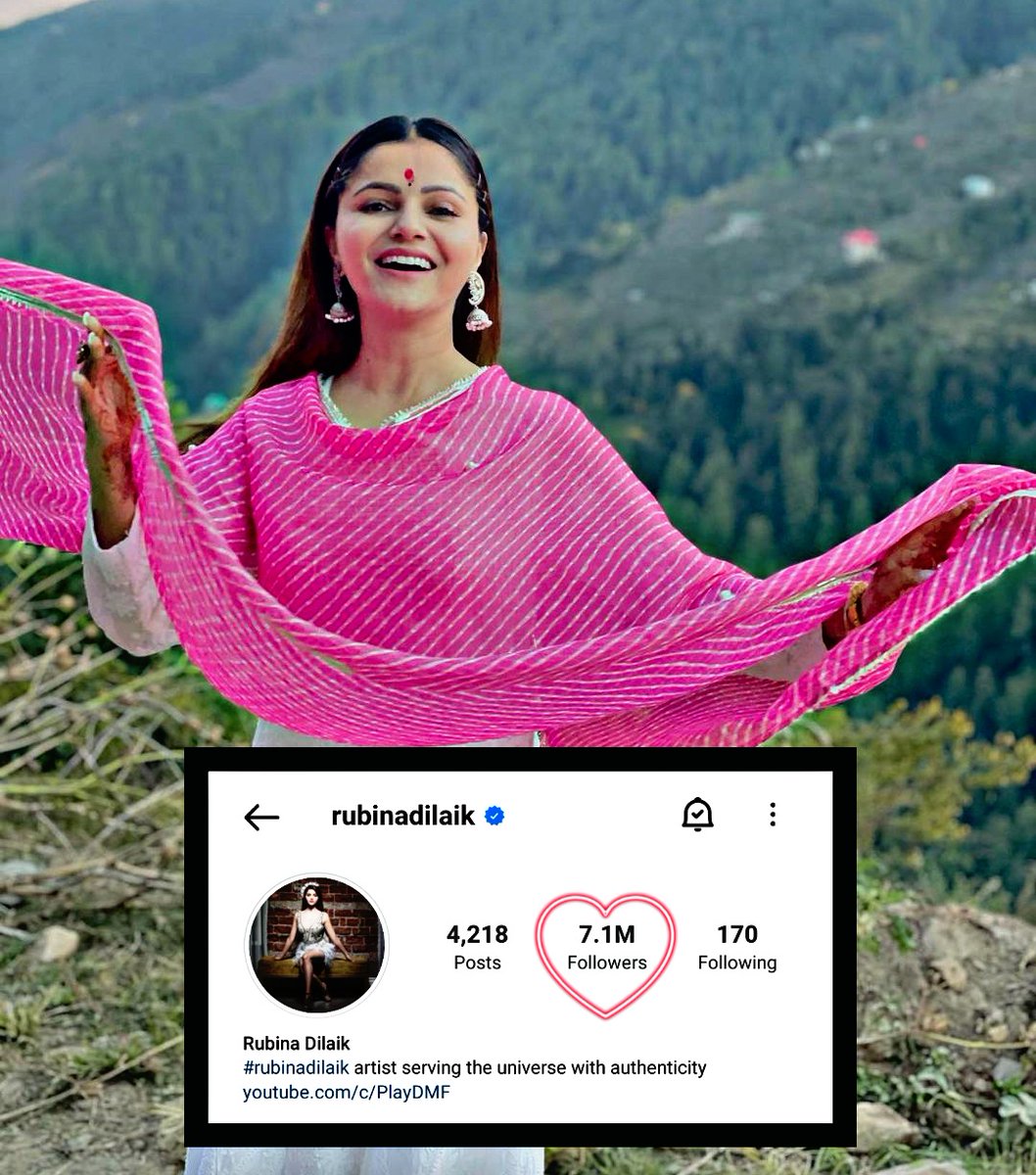 Congratulations <a href="/RubiDilaik/">Rubina Dilaik</a> for 7.1M IG Fam. 🥳❤️

She's Achieving new milestone each and every day.🔥

Many more to come. 

Congratulations #RubiHolics too.

#RubinaDilaik