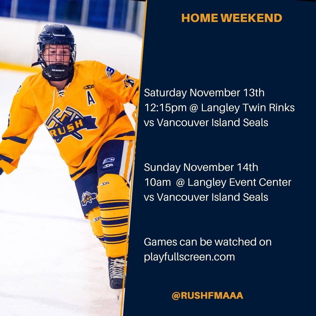 FVRush_aaa's tweet photo. IT’S GAME DAY!!! Feels good to say that again!
We take on the Vancouver Island Seals this weekend for a double header! 💙⚒💛
#bcehlaaahockey #rushpride #rushrising2122 https://t.co/OSx6DKSnG6