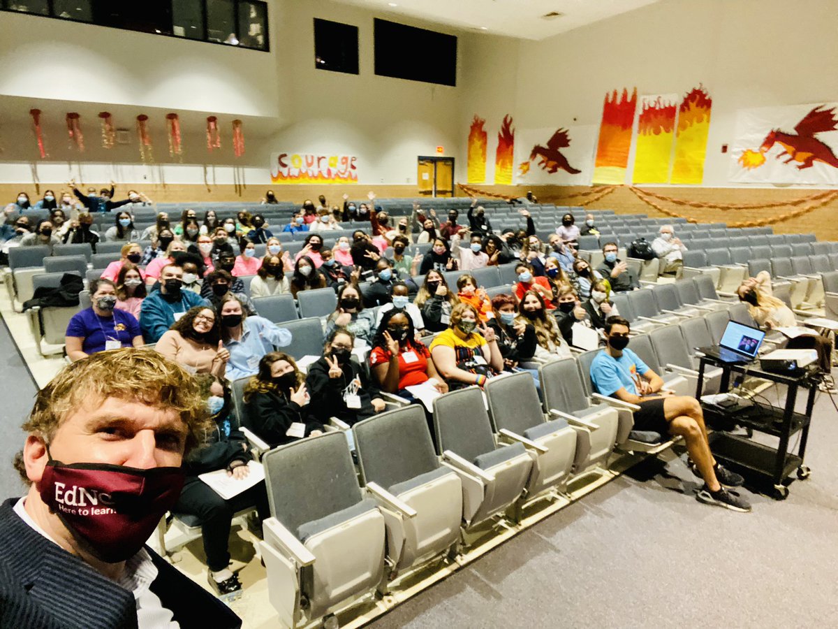 FreebirdsShire's tweet photo. Super stoked to be @leesvilleroadhs for the NCASC District Conference! I ❤️ working with HS Student Leaders and their advisors. Thank you Henry Foust and Kesha Mayfield for this incredible opportunity to lift up our Student Council leaders. #EducatorDiplomats #NCBetheChange https://t.co/cuMGmd6X6T