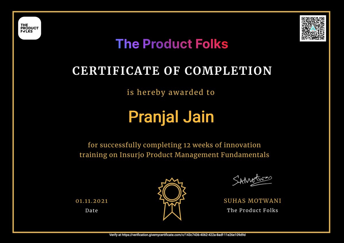 pranjaljn97's tweet photo. Super stoked to announce that I've completed the Insurjo program with all the assessments!🎉🎉🎉🎉

Thank you @TheProductFolks for such an awesome initiative and @MotwaniSuhas @SmarthVasdev for being an amazing host #ProductManagement #InsurjoW21Graduate #Community https://t.co/PXbRQmRXrg
