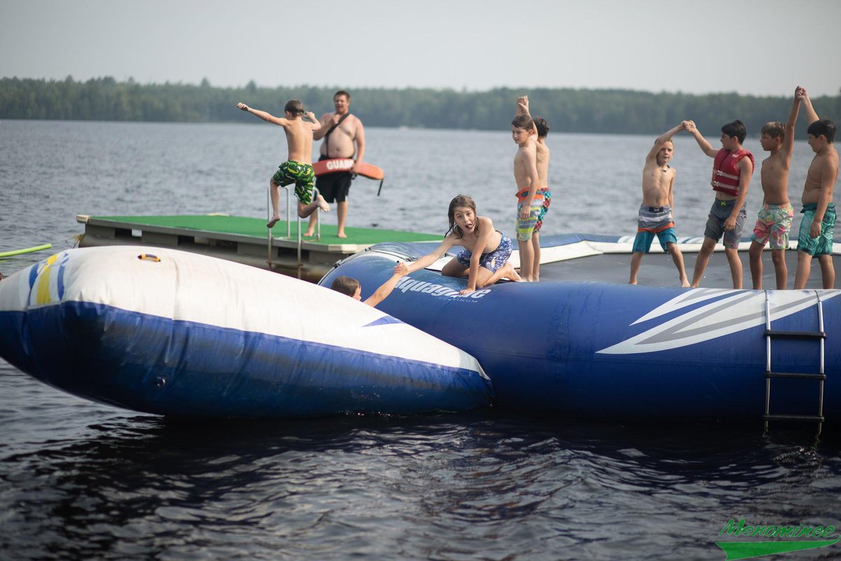 CampMenominee's tweet photo. When Jeremy blows the whistle and says, "Buddy-Up", the Boys spring into action! #SafetyFirst #FunInSandLake #CMSummer 💯💚 https://t.co/QXMW1OFgFT