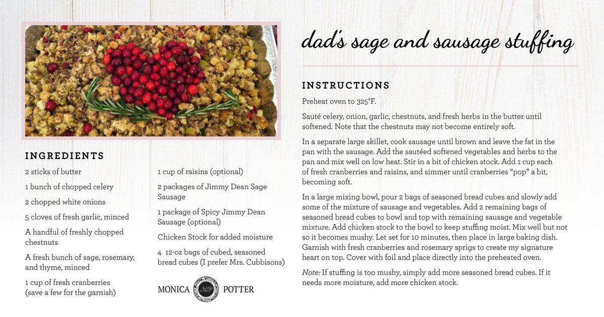 mphomestore's tweet photo. Dad’s sage and sausage stuffing ❤️ https://t.co/hO6ndGjusz