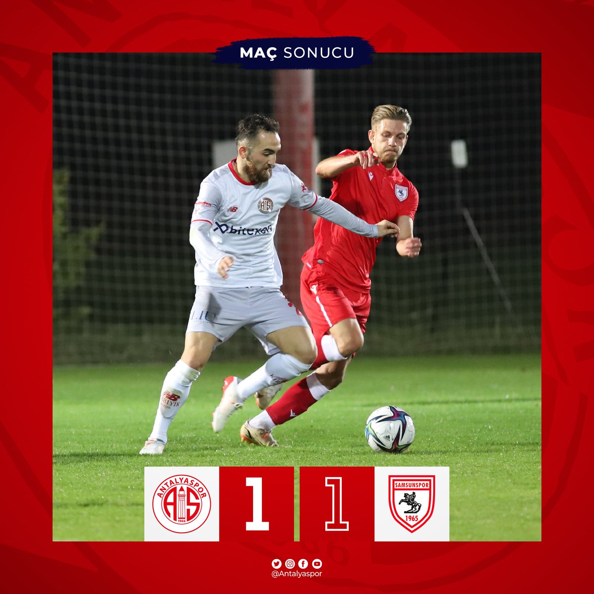 Antalyaspor's tweet photo. ⏱ Dk.90: Takımımız, lige verilen milli arada karşılaştığı Yılport Samsunspor ile 1-1 berabere kaldı.

G⚽L: 90+1' Fehmi Koç

#FraportTAVAntalyaspor https://t.co/X7lpI96ZDb