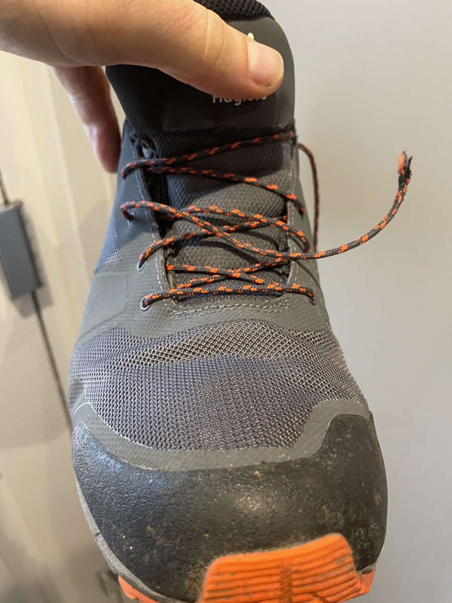 andrewfeltoe's tweet photo. Hi @haglofs , love your shoes, hate your laces. 2 months in and your laces come undone within seconds of wear and have now broken on a pair of £200 trail shoes. Sorry but not impressed at this price. https://t.co/n7KEXWx7qK